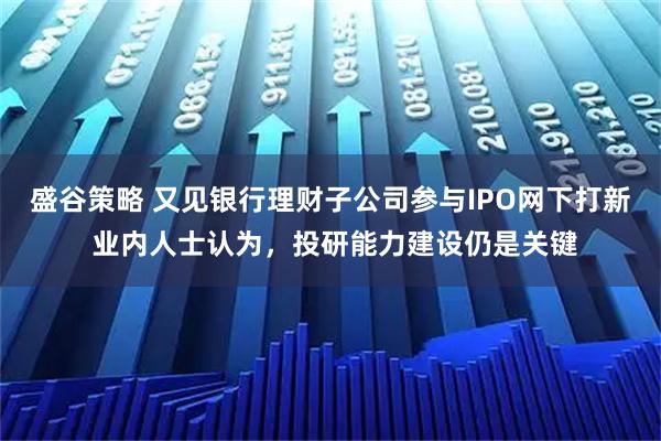 盛谷策略 又见银行理财子公司参与IPO网下打新 业内人士认为，投研能力建设仍是关键