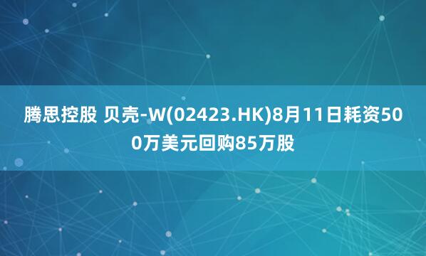 腾思控股 贝壳-W(02423.HK)8月11日耗资500万美元回购85万股